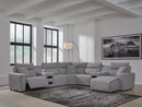 Modmax II Power Reclining Sectional with Chaise and Audio Consoles - Furniture Queen (GA)*