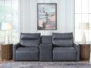 ModZ Power Reclining Sectional Loveseat with Audio Console - Furniture Queen (GA)*