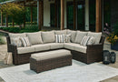 Brook Ranch Outdoor Sofa Sectional/Bench with Cushion (Set of 3) - Furniture Queen (GA)*