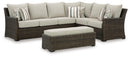 Brook Ranch Outdoor Sofa Sectional/Bench with Cushion (Set of 3) - Furniture Queen (GA)*