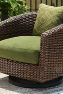 Horizon Hall Outdoor Swivel Lounge Chair with Cushion - Furniture Queen (GA)*